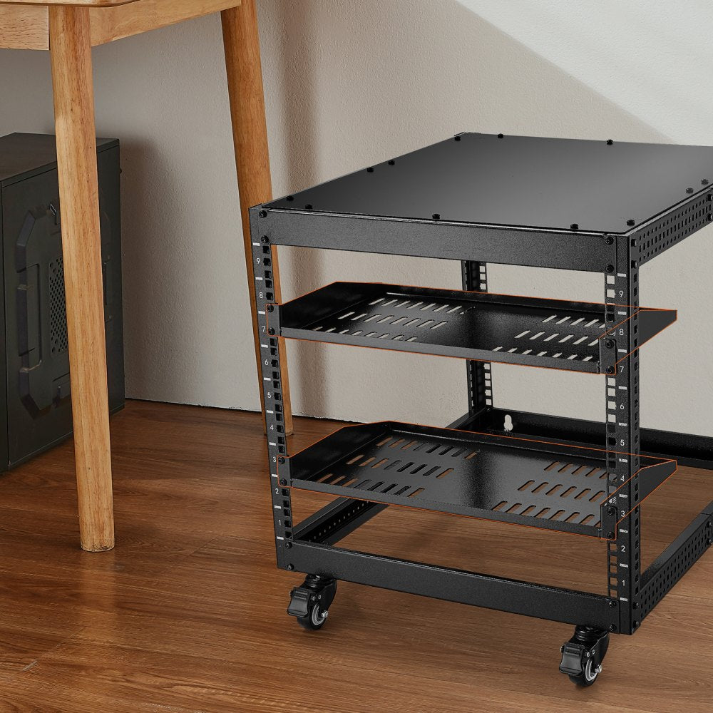 VEVOR 2PCS 1U Server Rack Shelf, 10"/254 mm Depth, 50 lbs Max Load Capacity Vented Cantilever or Wall Mount Rack Mount