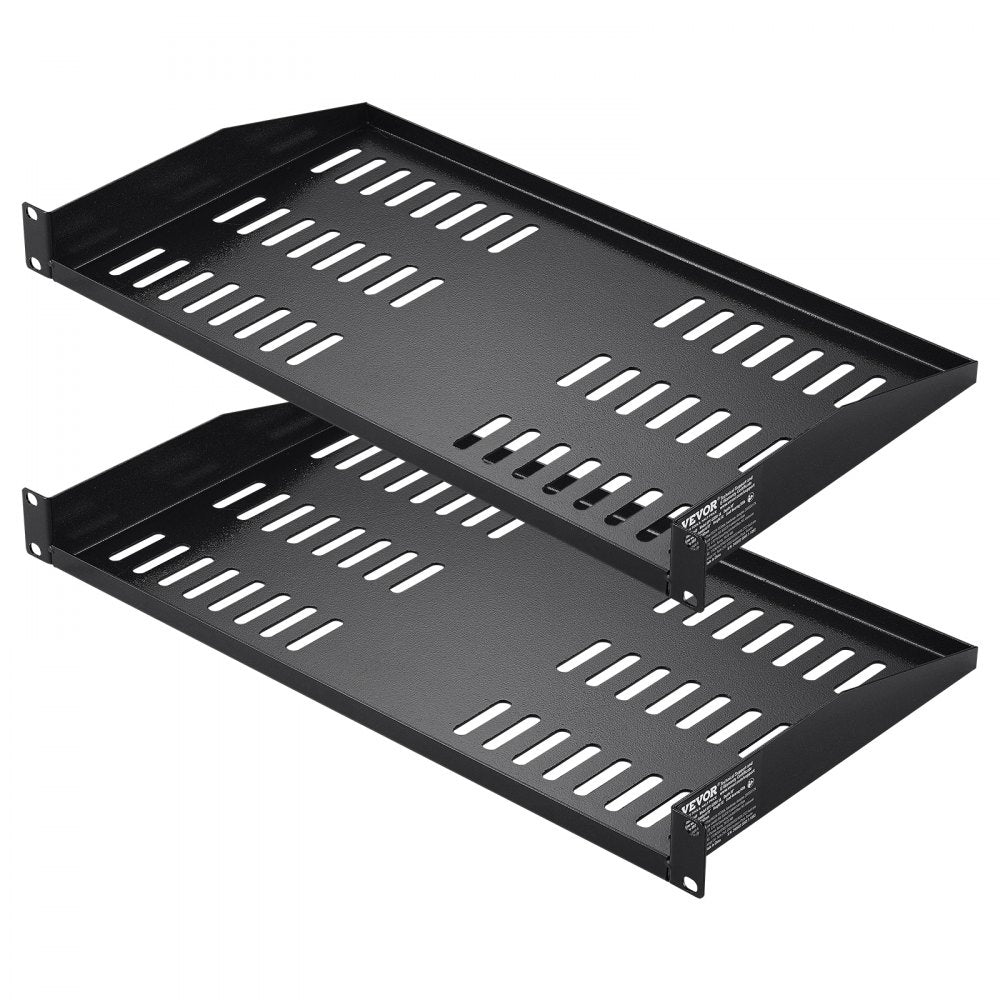 VEVOR 2PCS 1U Server Rack Shelf, 10"/254 mm Depth, 50 lbs Max Load Capacity Vented Cantilever or Wall Mount Rack Mount