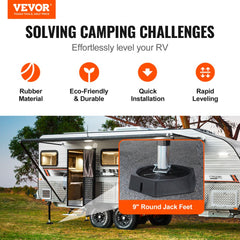 VEVOR RV Leveling Pads, 9 Inch Round Landing Feet, Permanent Attached Jack Stabilizers, Rubber Jack Pads, 5000 lbs
