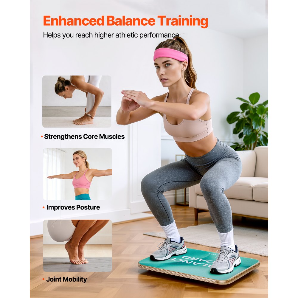 VEVOR Balance Board, 360° Rotating Wobble Board Trainer for Adults 3-Level Adjustable, Wooden Balance Training