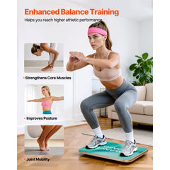 VEVOR Balance Board, 360° Rotating Wobble Board Trainer for Adults 3-Level Adjustable, Wooden Balance Training
