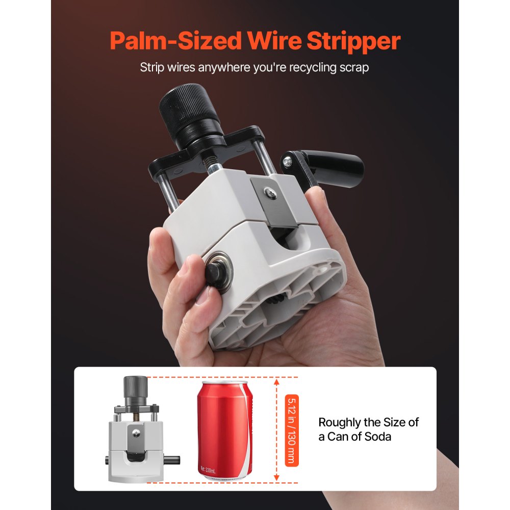 VEVOR Manual Wire Stripping Machine, 0.06-1 in, Portable Copper Stripper with Hand Crank or Drill Powered, 64Mn