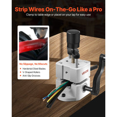 VEVOR Manual Wire Stripping Machine, 0.06-1 in, Portable Copper Stripper with Hand Crank or Drill Powered, 64Mn