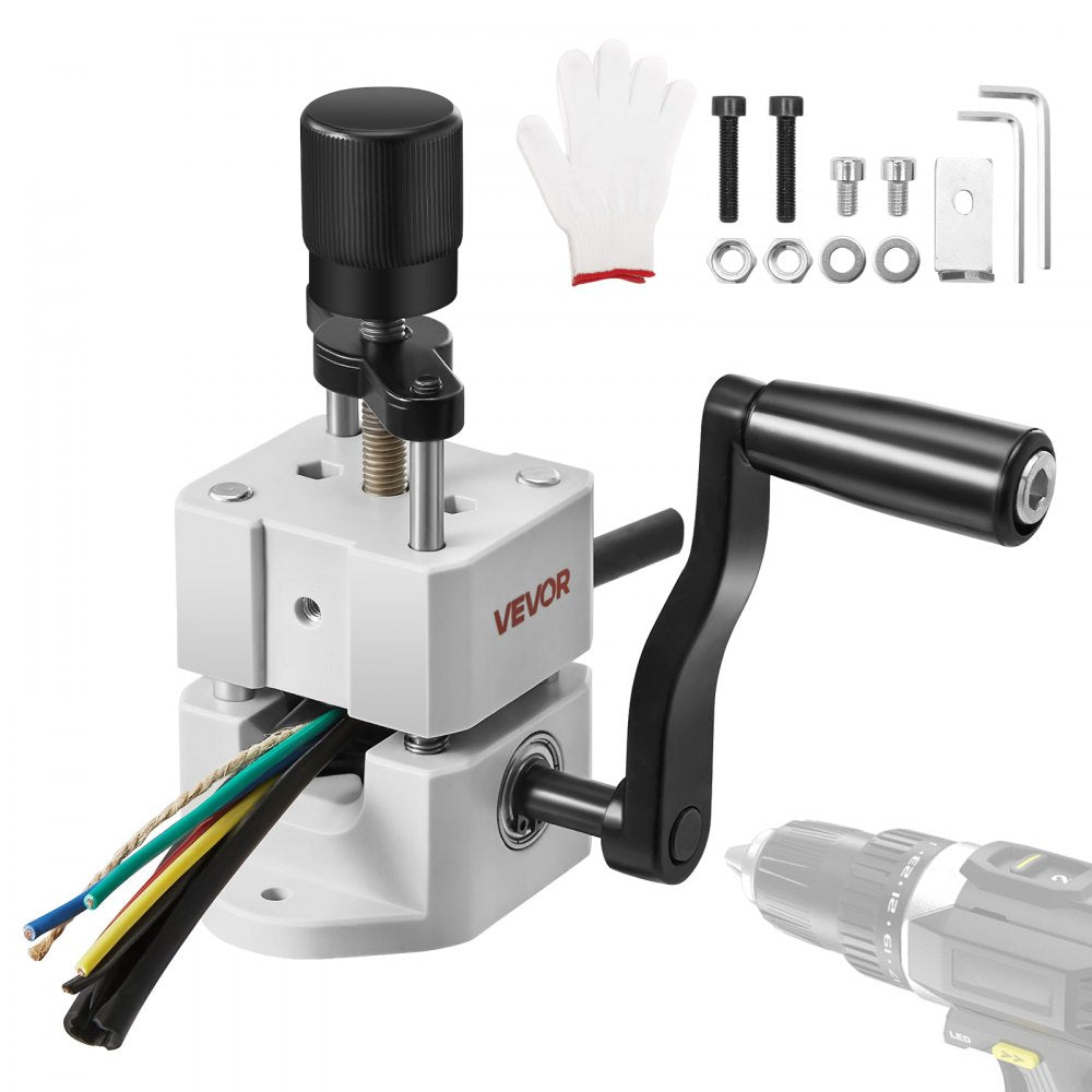 VEVOR Manual Wire Stripping Machine, 0.06-1 in, Portable Copper Stripper with Hand Crank or Drill Powered, 64Mn