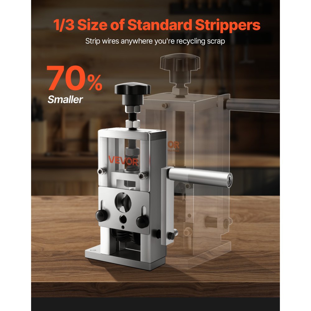 VEVOR Manual Wire Stripping Machine, 0.06-1 in, Copper Stripper with Hand Crank or Drill Powered, 64Mn Quenched Blades