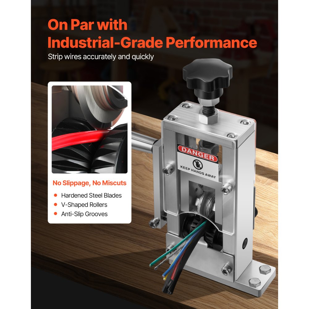 VEVOR Manual Wire Stripping Machine, 0.06-1 in, Copper Stripper with Hand Crank or Drill Powered, 64Mn Quenched Blades
