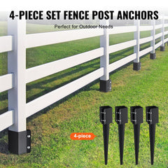 VEVOR Fence Post Anchor Ground Spike, 4 Pack 24 x 4 x 4 Inches Outer Diameter (Inner Diameter 3.5 x3.5 Inches), Metal
