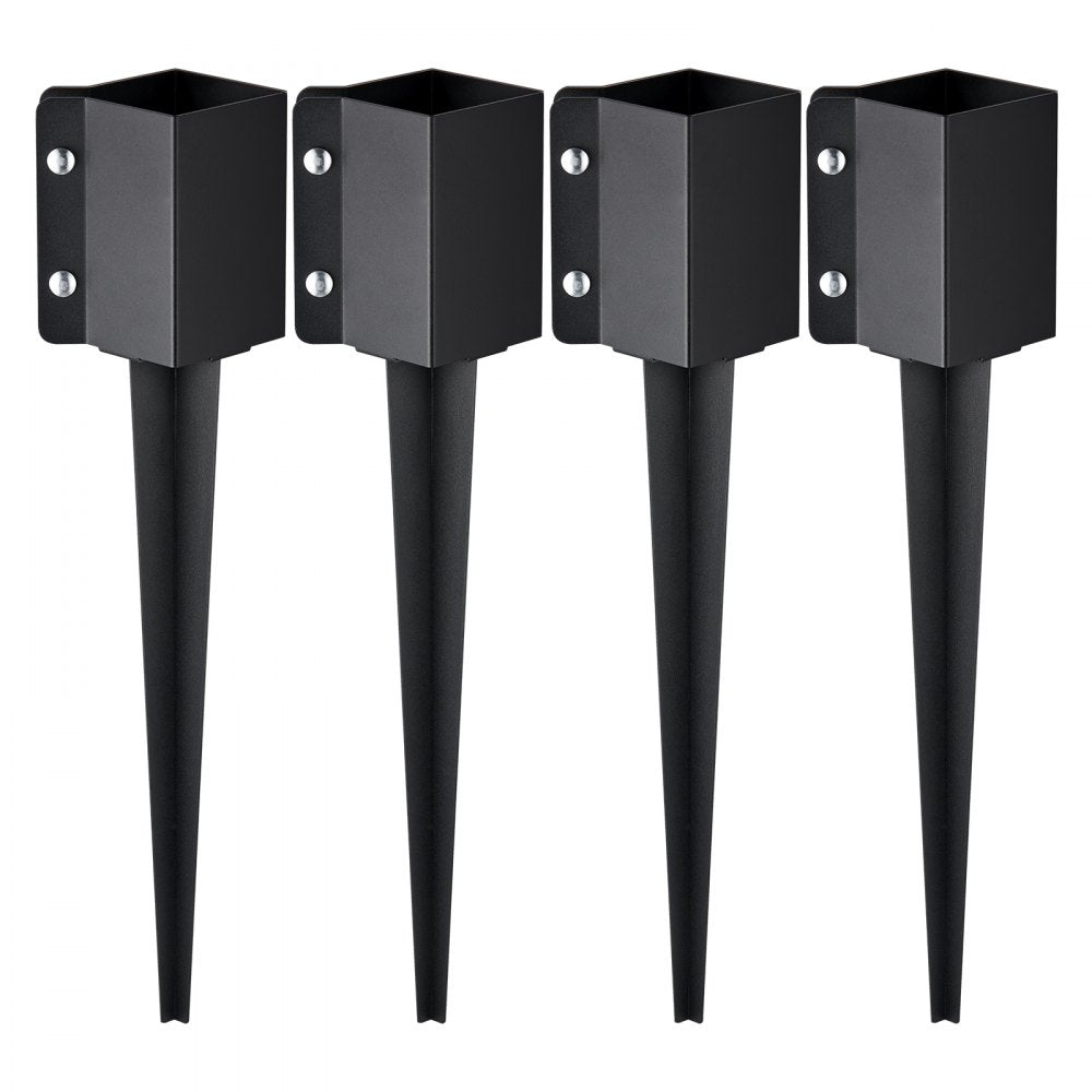 VEVOR Fence Post Anchor Ground Spike, 4 Pack 24 x 4 x 4 Inches Outer Diameter (Inner Diameter 3.5 x3.5 Inches), Metal
