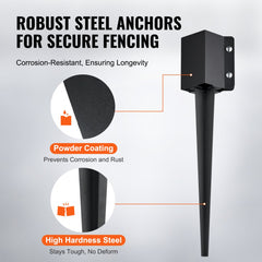 VEVOR Fence Post Anchor Ground Spike, 6 Pack 24 x 4 x 4 Inches Outer Diameter (Inner Diameter 3.5 x3.5 Inches), Metal