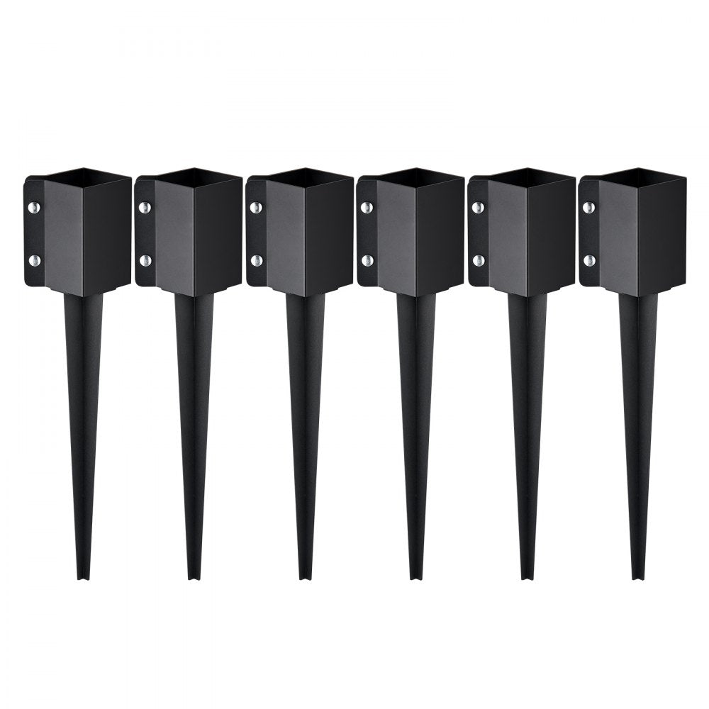VEVOR Fence Post Anchor Ground Spike, 6 Pack 24 x 4 x 4 Inches Outer Diameter (Inner Diameter 3.5 x3.5 Inches), Metal