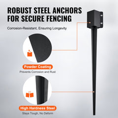 VEVOR Fence Post Anchor Ground Spike, 8 Pack 36 x 4 x 4 Inches Outer Diameter (Inner Diameter 3.5 x3.5 Inches), Metal