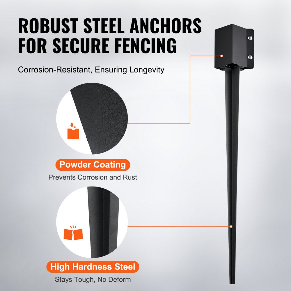 VEVOR Fence Post Anchor Ground Spike, 4 Pack 36 x 4 x 4 Inches Outer Diameter (Inner Diameter 3.5 x3.5 Inches), Metal