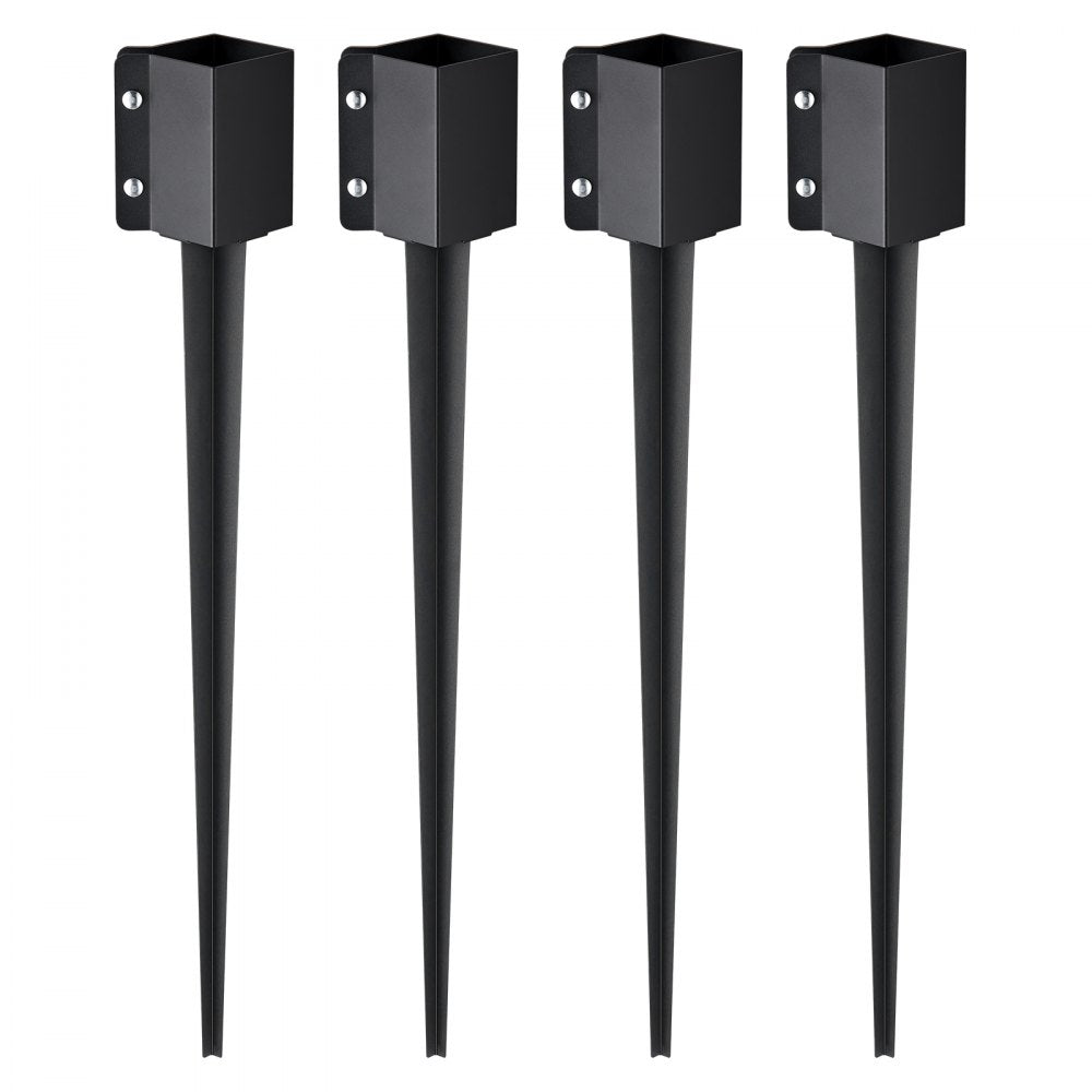 VEVOR Fence Post Anchor Ground Spike, 4 Pack 36 x 4 x 4 Inches Outer Diameter (Inner Diameter 3.5 x3.5 Inches), Metal