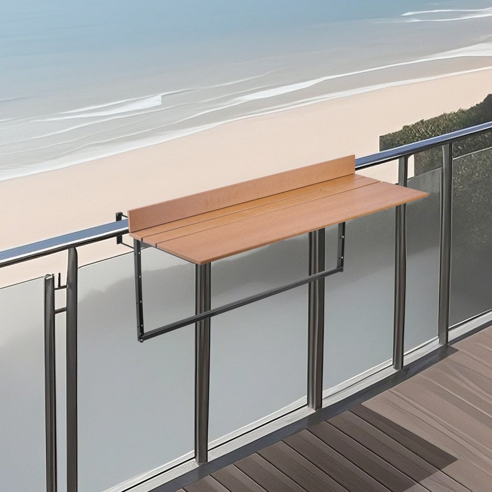 VEVOR Balcony Hanging Table, 15 x 39 in Folding Balcony Railing Table, Outdoor Balcony Bar Table for Railings, 5-Level