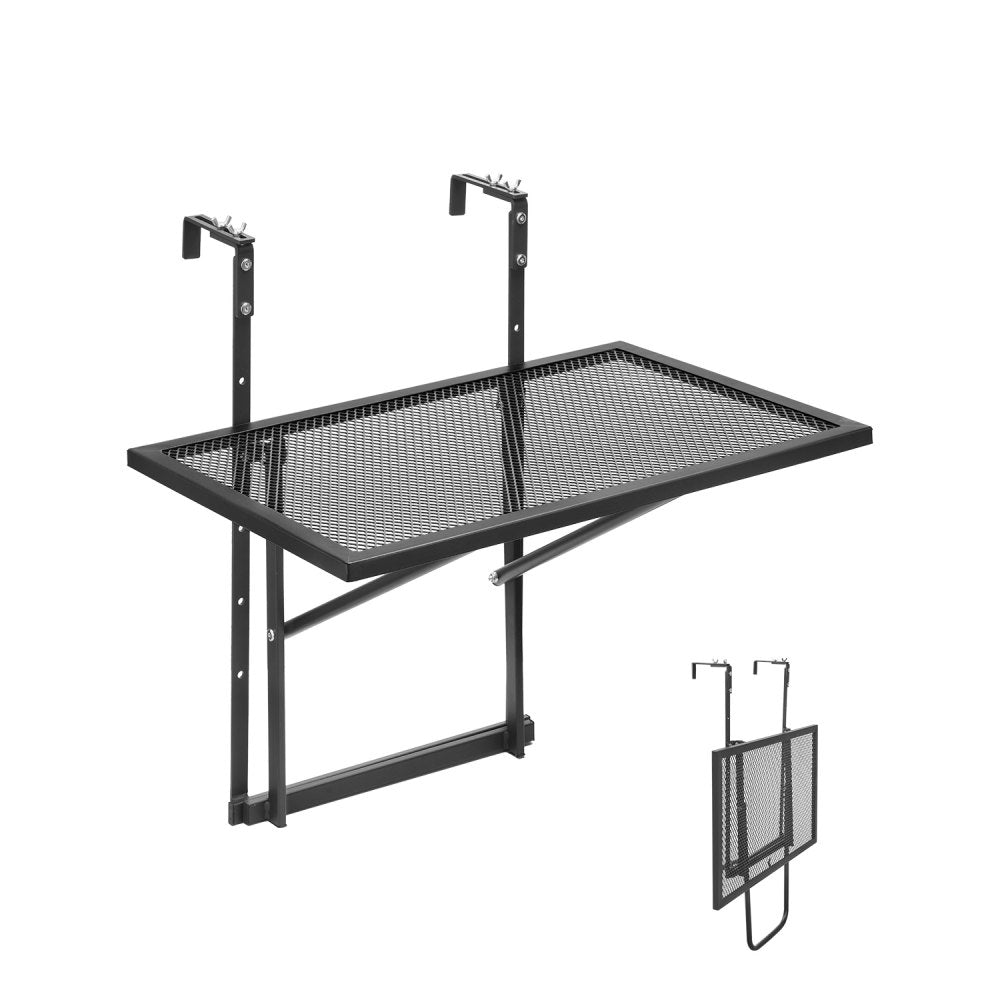 VEVOR Balcony Hanging Table, 19 x 24 in Metal Folding Balcony Railing Table, Outdoor Balcony Bar Table for Railings