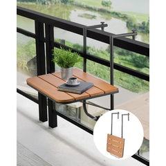 VEVOR Balcony Hanging Table, 25 x 24 in Folding Balcony Railing Table, Outdoor Balcony Bar Table for Railings, 4-Level