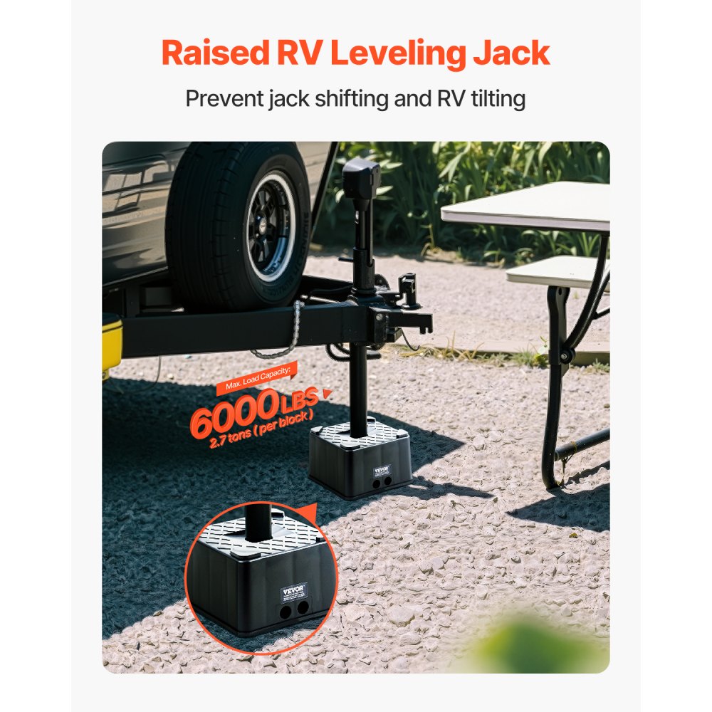 VEVOR Trailer Jack Block, 6" High Heavy Duty RV Leveling Block with 6000 lbs Capacity, RV Jack Stand, Motorcycle Stand