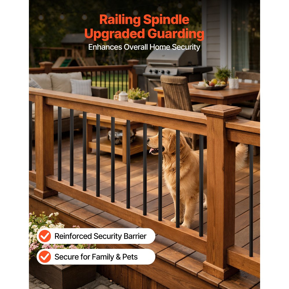 VEVOR 125 Pack Deck Balusters, 3/4 in Square x 26 in Long Aluminum Railing Spindles, Hollow Metal Decking Stair