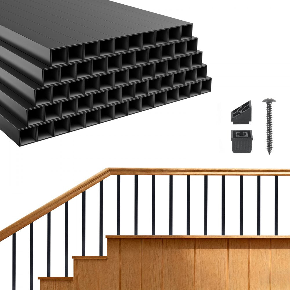 VEVOR 125 Pack Deck Balusters, 3/4 in Square x 26 in Long Aluminum Railing Spindles, Hollow Metal Decking Stair