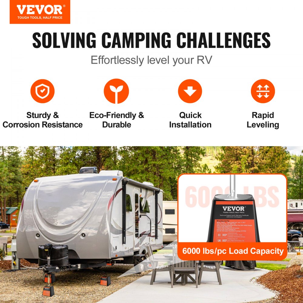 VEVOR Trailer Jack Block, 6000 lbs Capacity per RV Leveling Block, High-quality Polypropylene RV Camper Stabilizer