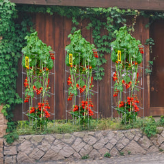 VEVOR Tomato Cages, 11.8" x 11.8" x 46.1", 5 Packs Square Plant Support Cages, Silver PVC-Coated Steel Tomato Towers