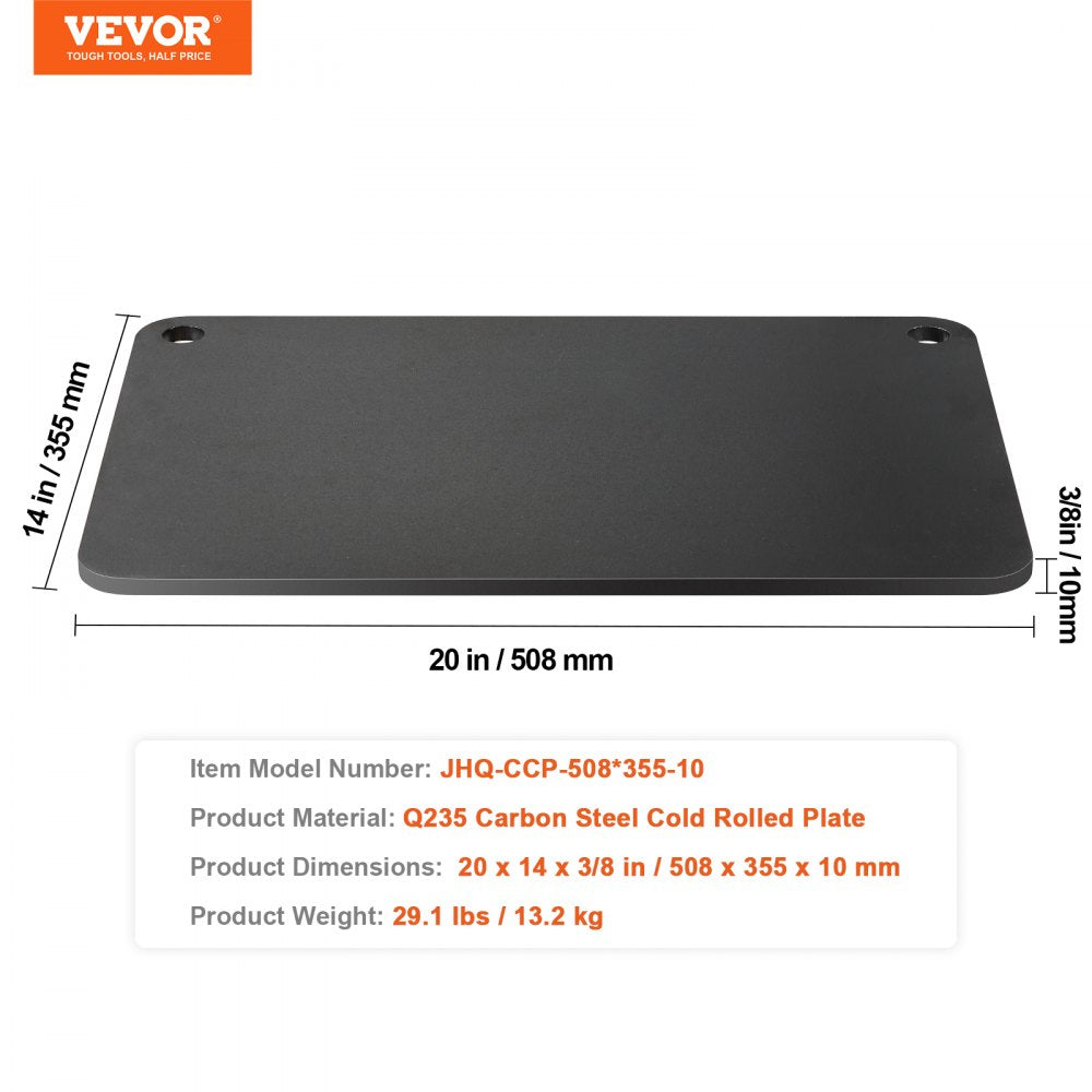 VEVOR Pizza Steel, 20" x 14" x 3/8" Pizza Steel Plate for Oven, Pre-Seasoned Carbon Steel Pizza Baking Stone with 20X