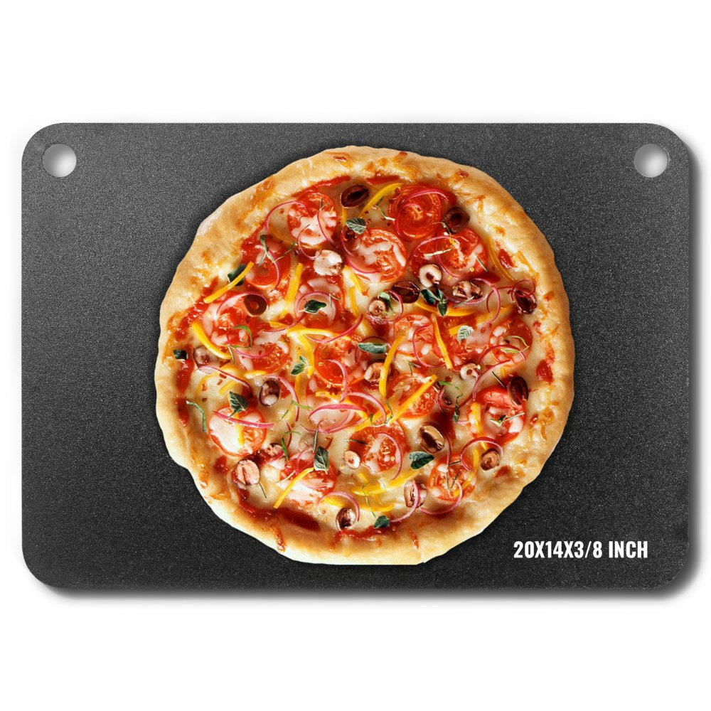 VEVOR Pizza Steel, 20" x 14" x 3/8" Pizza Steel Plate for Oven, Pre-Seasoned Carbon Steel Pizza Baking Stone with 20X