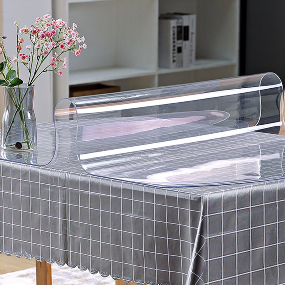 VEVOR Plastic Table Cover 40 x 72 Inch, 1.5 mm Thick Clear Table Protector, Rectangle Clear Desk Mat, Waterproof & Easy
