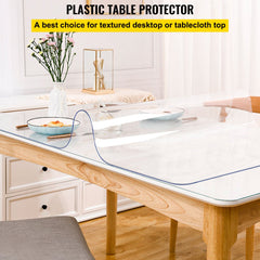 VEVOR Plastic Table Cover 42 x 78 Inch, 2 mm Thick Clear Table Protector, Rectangle Clear Desk Mat, Waterproof & Easy