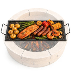 VEVOR X-Marks Fire Pit Grill Grate, Rectangle Cooking Grate, Heavy Duty Steel Campfire BBQ Grill Grid with Handle &