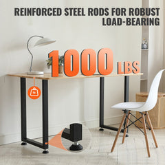 VEVOR 28 Inch Adjustable Furniture Legs, Square Reinforced Steel Office Table legs Set of 2 for DIY, Max Load 1000 lbs