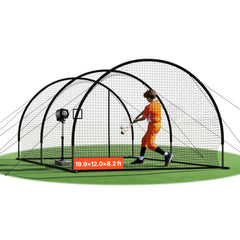 VEVOR Baseball Batting Cage, 19.9 x 12.0 x 8.2 FT Freestanding Portable Batting Cage, Hitting Cages with 30-Ply Knotted