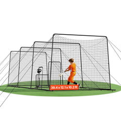 VEVOR Baseball Batting Cage, 39.4 x 12.1 x 10.2 FT Freestanding Portable Batting Cage, Hitting Cages with 45-Ply