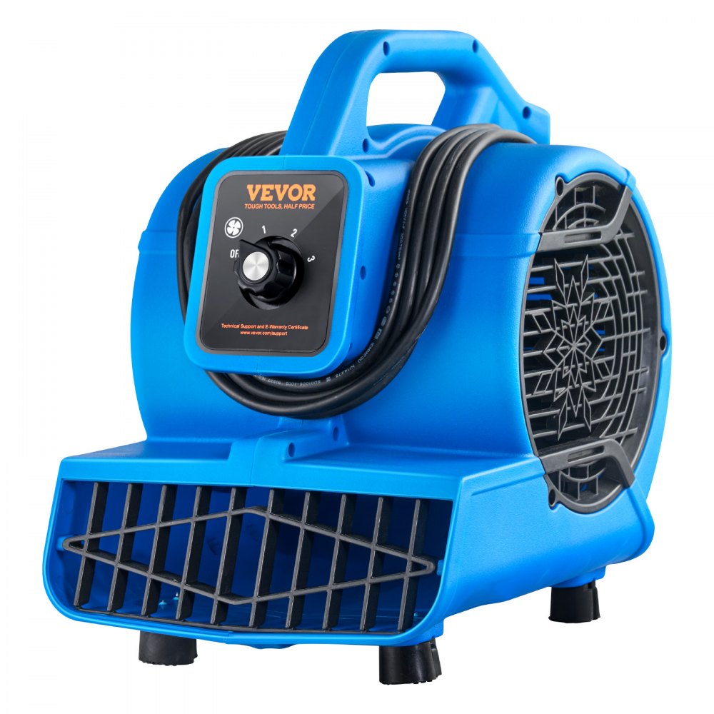 VEVOR Floor Blower, 1360 RPM 600 CFM, Air Mover for Drying and Cooling, Portable Carpet Dryer Fan with 4 Blowing