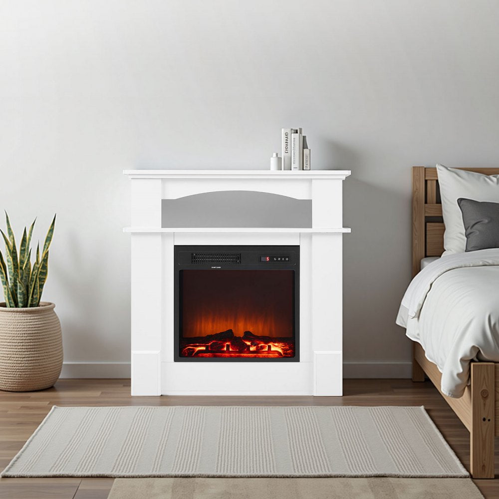 VEVOR 33 inch Freestanding Fireplaces, 1500W 5120BTU Fake Electric Fireplace Stove Heater with Mantel, Overheating