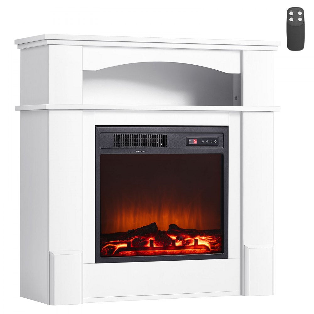 VEVOR 33 inch Freestanding Fireplaces, 1500W 5120BTU Fake Electric Fireplace Stove Heater with Mantel, Overheating