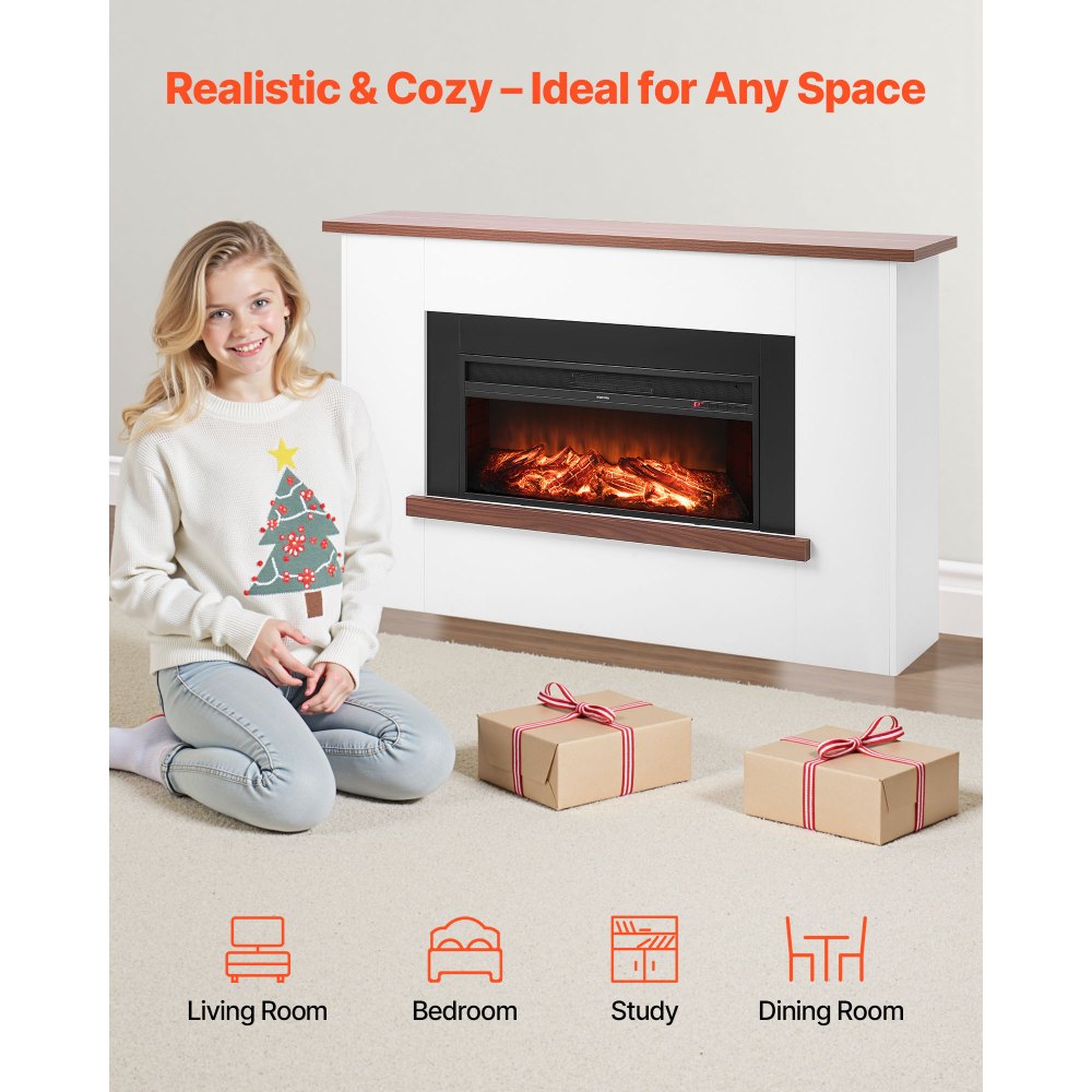 VEVOR 65.5 inch Freestanding Fireplaces, 1500W 5120BTU Fake Electric Fireplace Stove Heater with Mantel, Overheating