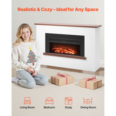 VEVOR 65.5 inch Freestanding Fireplaces, 1500W 5120BTU Fake Electric Fireplace Stove Heater with Mantel, Overheating