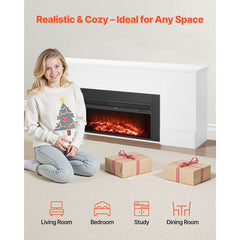 VEVOR 75 inch Freestanding Fireplaces, 1500W 5120BTU Fake Electric Fireplace Stove Heater with Mantel, Overheating