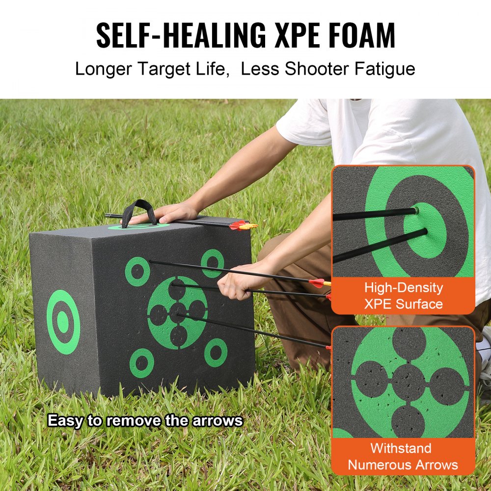 VEVOR Archery Target, 16"x18" All-side Shotting Archery Arrow Target, Outdoor Portable Archery Target with Carry