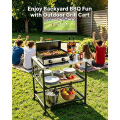 VEVOR Outdoor Grill Cart, 31.5 x 24.0 inch Stainless Steel Tabletop Size Grilling Table, Outdoor Cooking Table with 4