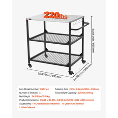 VEVOR Outdoor Grill Cart, 31.5 x 24.0 inch Stainless Steel Tabletop Size Grilling Table, Outdoor Cooking Table with 4