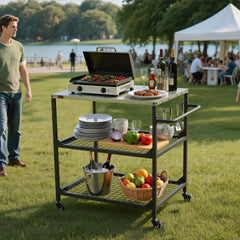 VEVOR Outdoor Grill Cart, 31.5 x 24.0 inch Stainless Steel Tabletop Size Grilling Table, Outdoor Cooking Table with 4