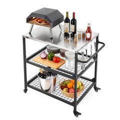VEVOR Outdoor Grill Cart, 31.5 x 24.0 inch Stainless Steel Tabletop Size Grilling Table, Outdoor Cooking Table with 4