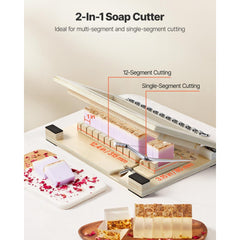 VEVOR Soap Cutter, Cut 1-12 Bars, Precisely and Accurately Cut 1" Bars, Wood Frame With Stainless Steel Wire, with