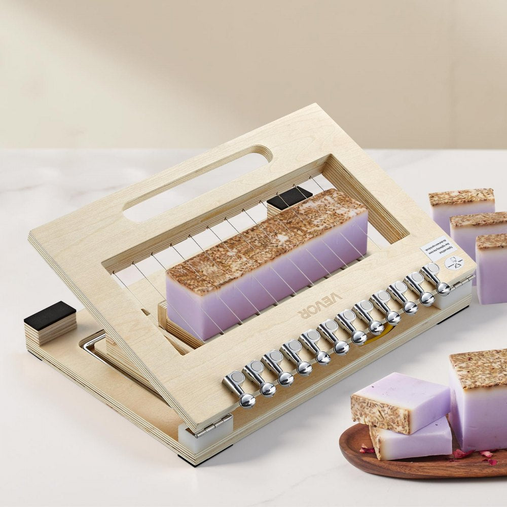 VEVOR Soap Cutter, Cut 1-12 Bars, Precisely and Accurately Cut 1" Bars, Wood Frame With Stainless Steel Wire, with