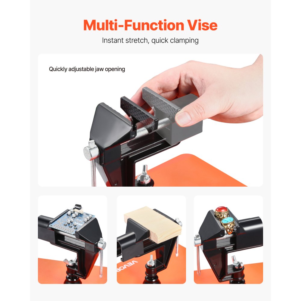 VEVOR Magnetic Helping Hands Soldering Station, 4 Arms Third Hand Tool, with Vise, 3X LED Magnifying Lamp, 4 PCB Holder