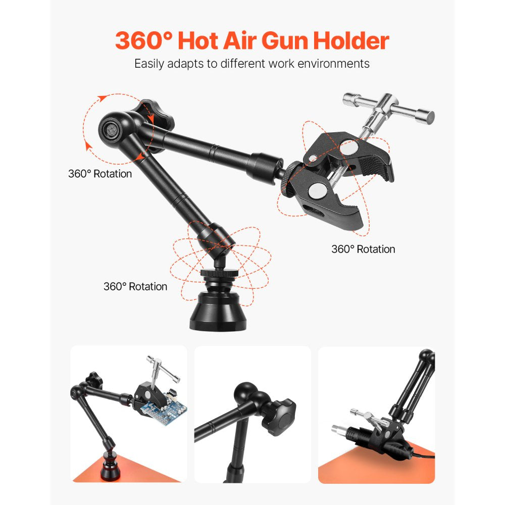 VEVOR Magnetic Helping Hands Soldering Station, 4 Flexible Arms Third Hand Tool, with 6 PCB Pillar Holders & 360 Hot