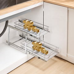 VEVOR 12"Wx21"Dx15"H Pull Out Cabinet Organizer, Heavy Duty Slide Out Pantry Shelves, Steel Roll Out Drawers, Sliding