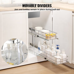 VEVOR 8.5"Wx21"Dx15"H Pull Out Cabinet Organizer, Heavy Duty Slide Out Pantry Shelves, Steel Roll Out Drawers, Sliding
